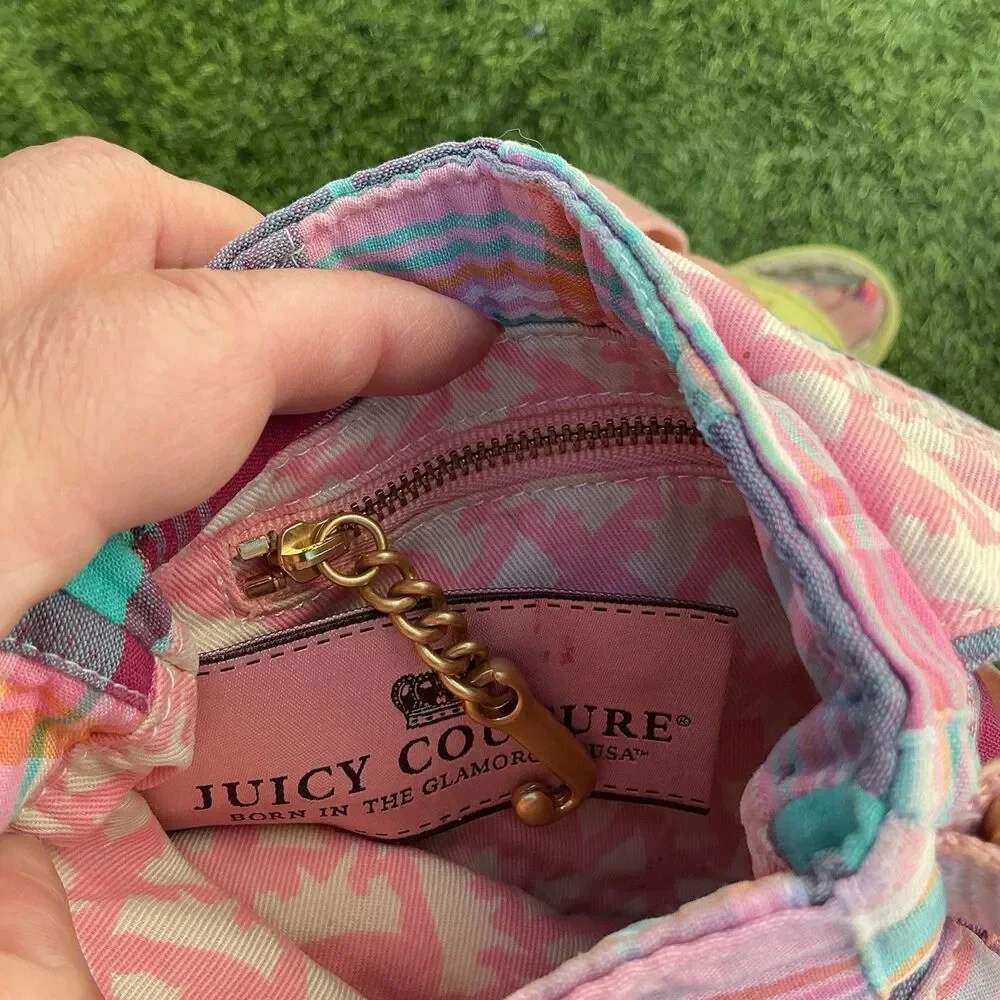 Juicy Couture Y2K Plaid Mini Crossbody Bag Pink Crown Patchwork Shoulder Purse - Picture 6 of 6